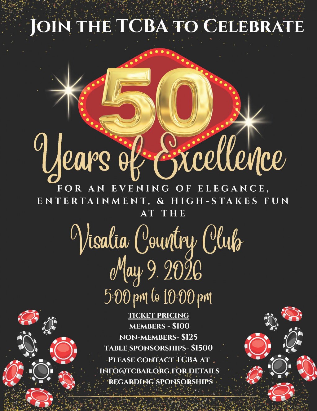 Tulare County Bar Association 50th Anniversary Barristers’ Banquet on May 9, 2026 at the Visalia Country Club